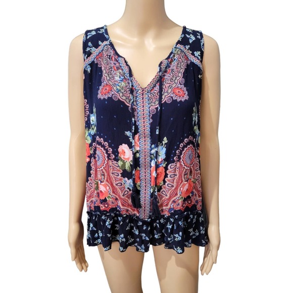 Bila Boho Print Flowy Tank Top Small NWOT - Picture 1 of 6